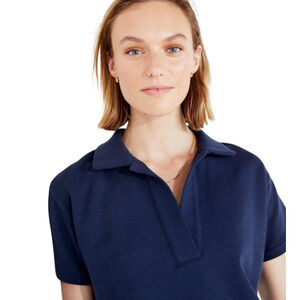 Talbots Women's Blue French Terry Cotton Polo Shirt Size XL Excellent Condition